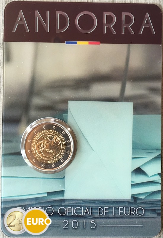 2 euro Andorra 2015 - Meerderjarigheid 18 jaar BU FDC Coincard