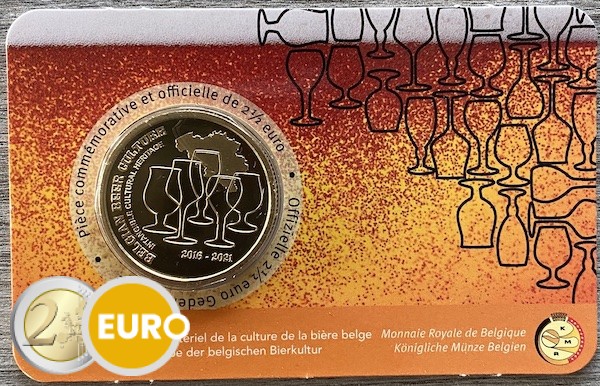 2,50 Euro Belgien 2021 - Bierkultur 5 Jahre Erbe Bier Stgl. Coincard FR