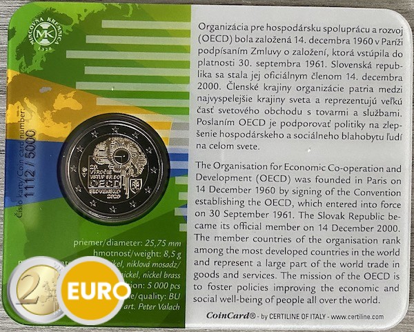 2 euro Slovakia 2020 - Accession to the OECD BU FDC Coincard