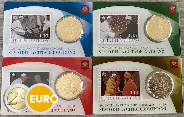 50 cents et timbre coincard Vatican 2021 - nr 36 + 37 + 38 + 39