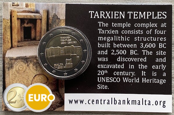 2 euro Malta 2021 - Tempel Tarxien BU FDC Coincard MdP muntteken
