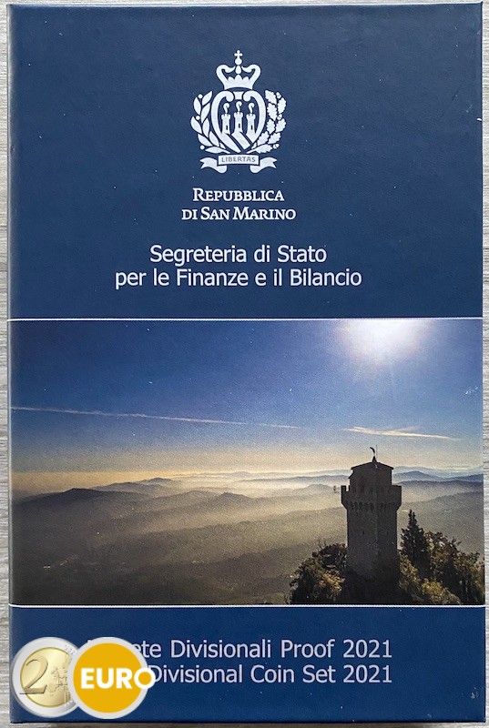 Serie de euro BE Proof San Marino 2021 + 2 x 2 euro conmemorativa