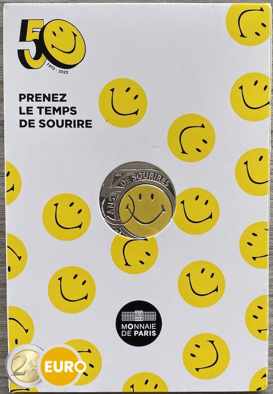 10 Euro Frankreich 2022 - 50 Jahre Smiley koloriert UNZ Blister