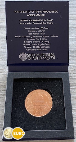 20 euros Vatican 2022 - Basilique Saint Pierre BU FDC cuivre