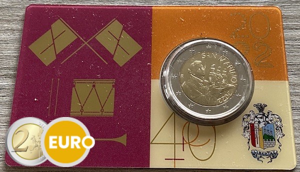 2 Euro San Marino 2022 - Heiliger Marinus Stgl. Coincard Gruppe der Fahnenschwinger und Musikanten