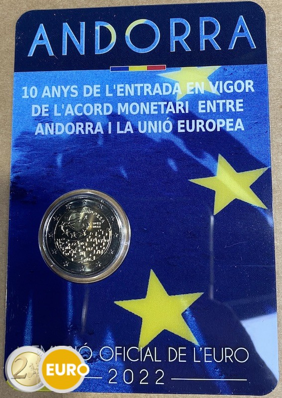 2 euro Andorra 2022 - Monetaire overeenkomst EU BU FDC Coincard