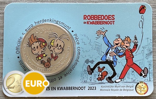 5 euro Belgie 2023 - Robbedoes en Kwabbernoot BU FDC Coincard Gekleurd