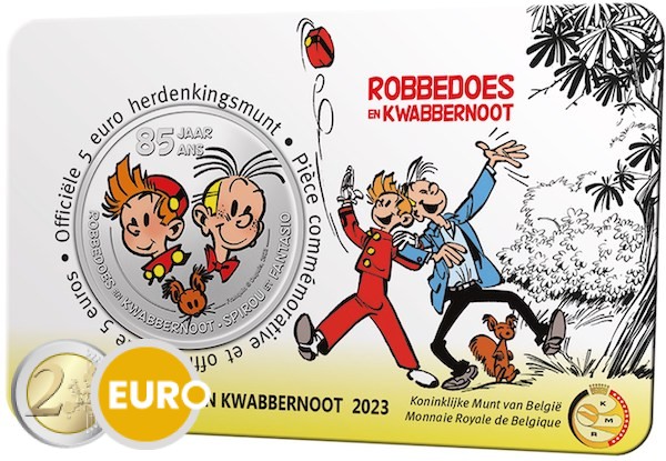 5 euro Belgie 2023 - Robbedoes en Kwabbernoot BU FDC Coincard Gekleurd