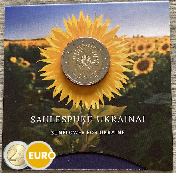 2 euro Letland 2023 - Oekraïense zonnebloem BU FDC Coincard