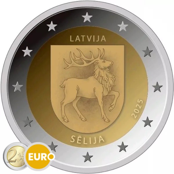 2 euro Letland 2025 - Wapenschild van Sēlija BU FDC Coincard
