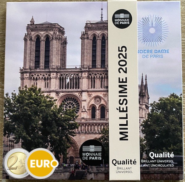 Euro set BU FDC Frankrijk 2025 Notre Dame Miniset
