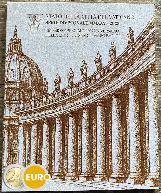 Euro set BU FDC Vaticaan 2025 + 5 euro Johannes Paulus II