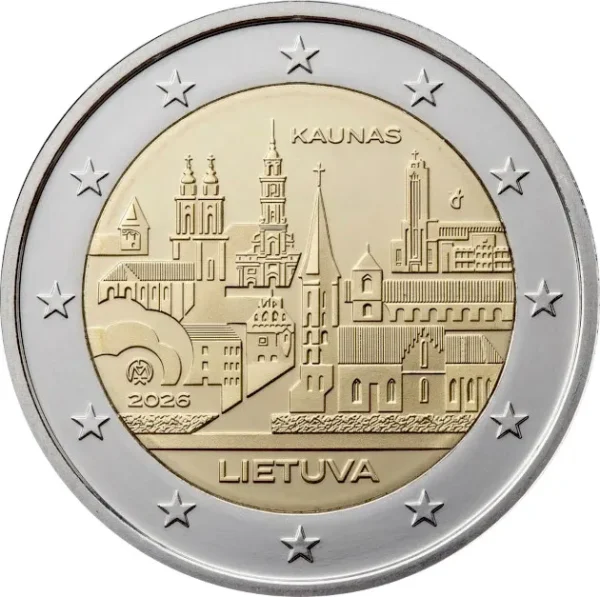 2 euros Lituanie 2026 - Ville de Kaunas BU FDC Coincard