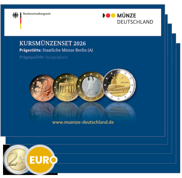 Euro set BE Proof Duitsland 2026 - ADFGJ + 2 euro Bremen
