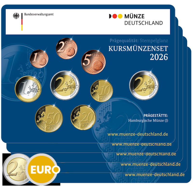 Euro set BU FDC Duitsland 2026 - ADFGJ + 2 euro Bremen