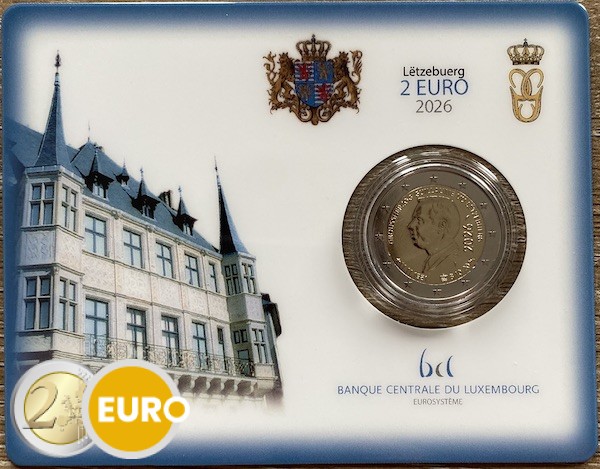 2 euro Luxembourg 2026 - Accession to the throne Guillaume BU FDC Coincard KNM Mintmark
