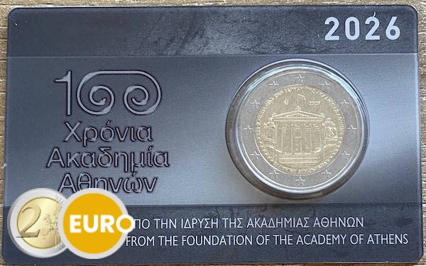 2 euro Griekenland 2026 - Academie van Athene BU FDC Coincard